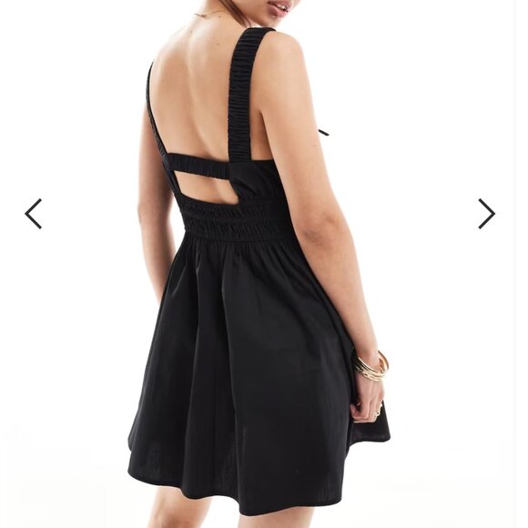 ASOS DESIGN wide strap channel waist mini sundress in black - Picture 4 of 11